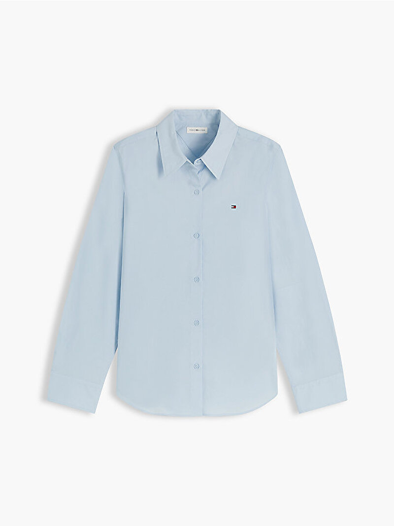 Kadın Essential Poplin Regular Gömlek Mavi WW0WW47169C1O