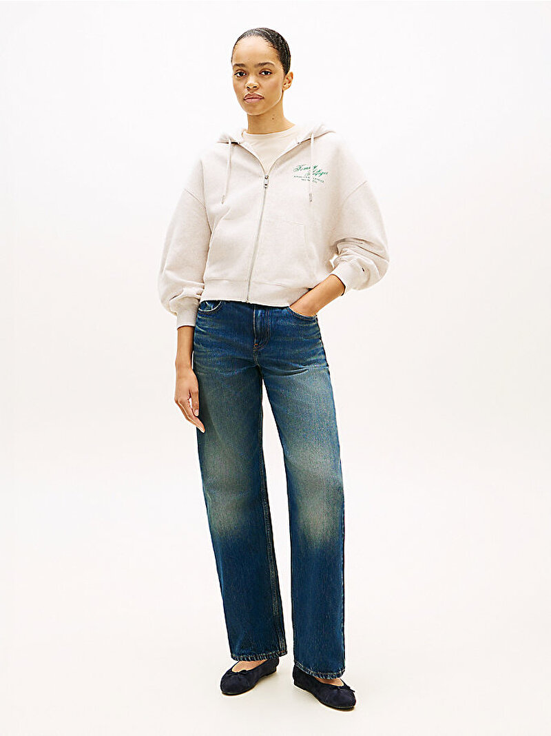 Kadın Modern Zip Terry Sweatshirt Beyaz WW0WW47845ADK
