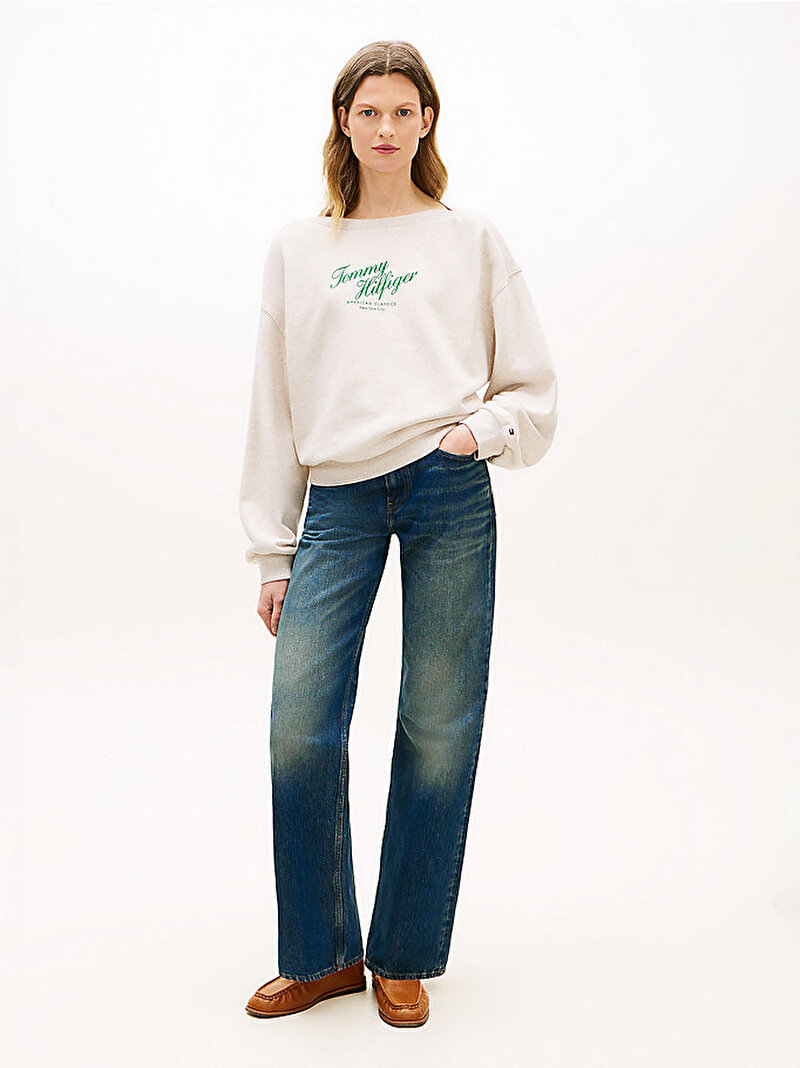 Kadın Modern Zip Terry Sweatshirt Beyaz WW0WW47846ADK