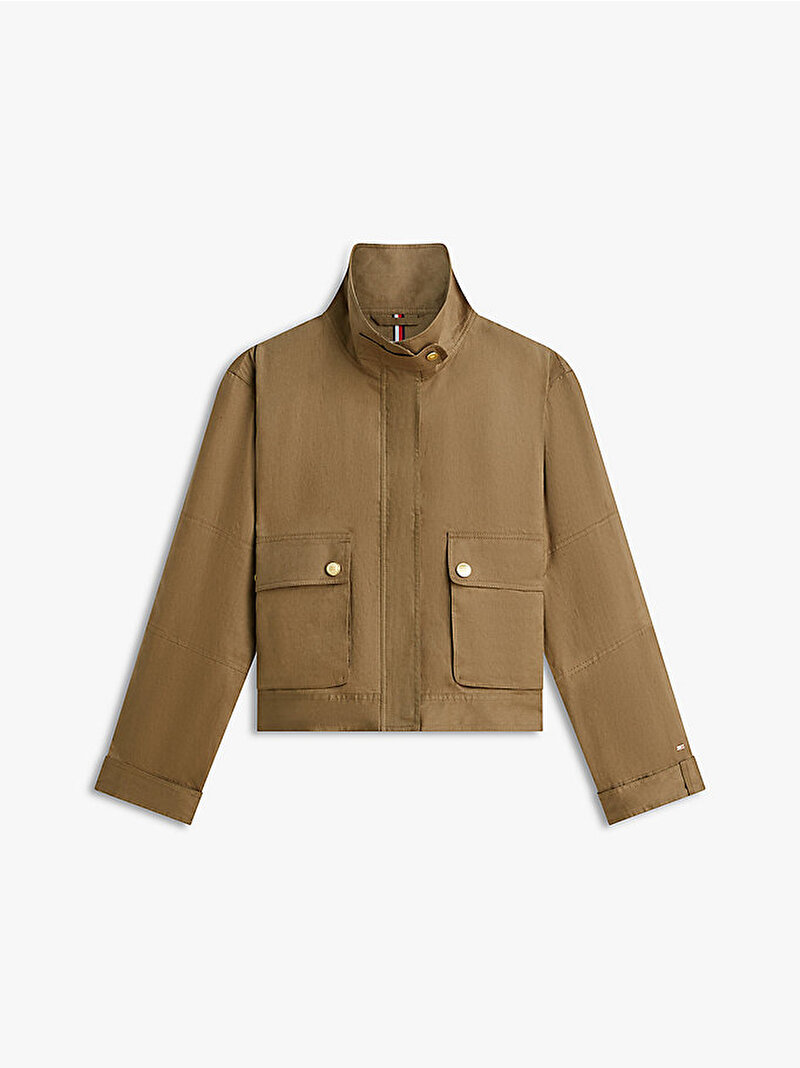 Kadın Linen Utility Bomber Ceket Yeşil WW0WW48616RBU