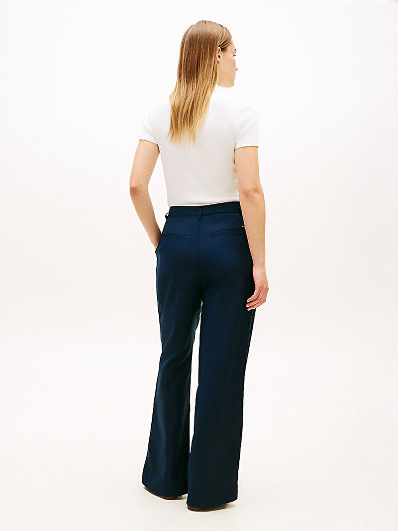 Kadın Linen Blend Wide Leg Pantolon Lacivert WW0WW48884C1G