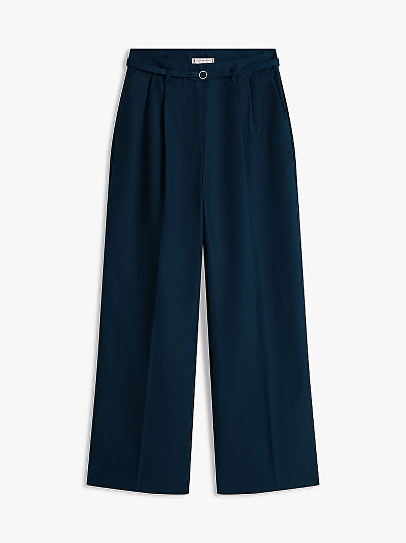 Kadın Linen Blend Wide Leg Pantolon Lacivert WW0WW48884C1G