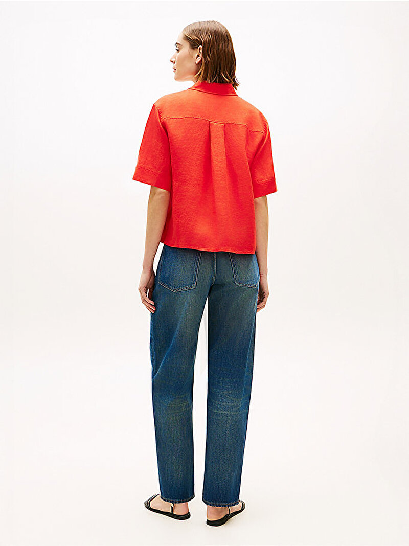 Kadın Essential Linen Gömlek Kırmızı WW0WW48925SNE