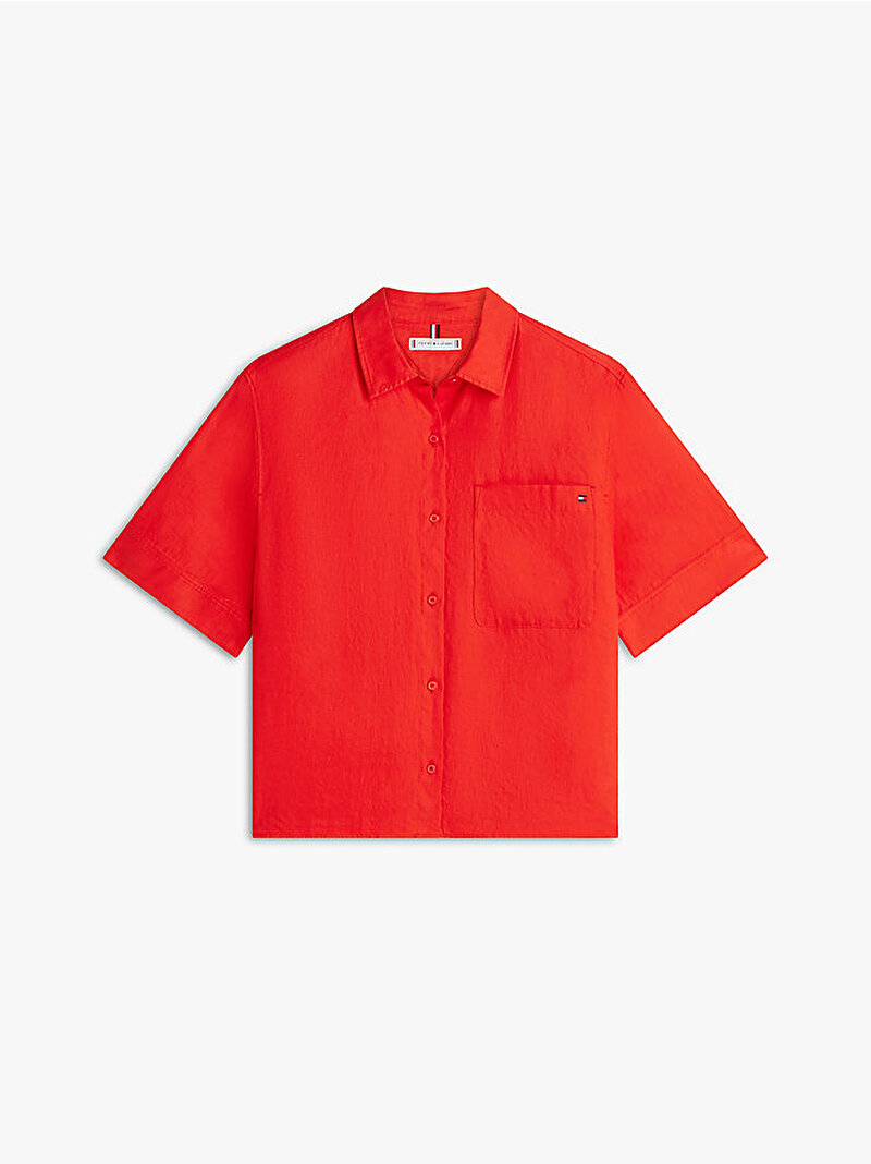Kadın Essential Linen Gömlek Kırmızı WW0WW48925SNE