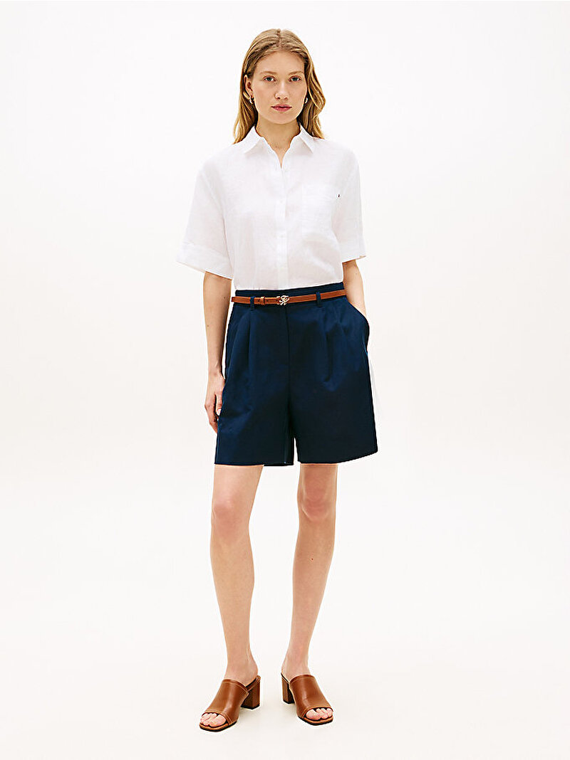 Kadın Essential Linen Gömlek Beyaz WW0WW48925YCF