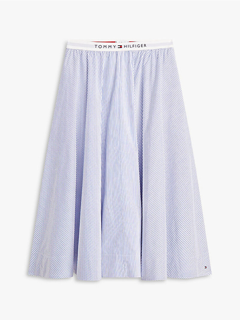Kadın Poplin Branded Midi Etek Mavi WW0WW489360Y9