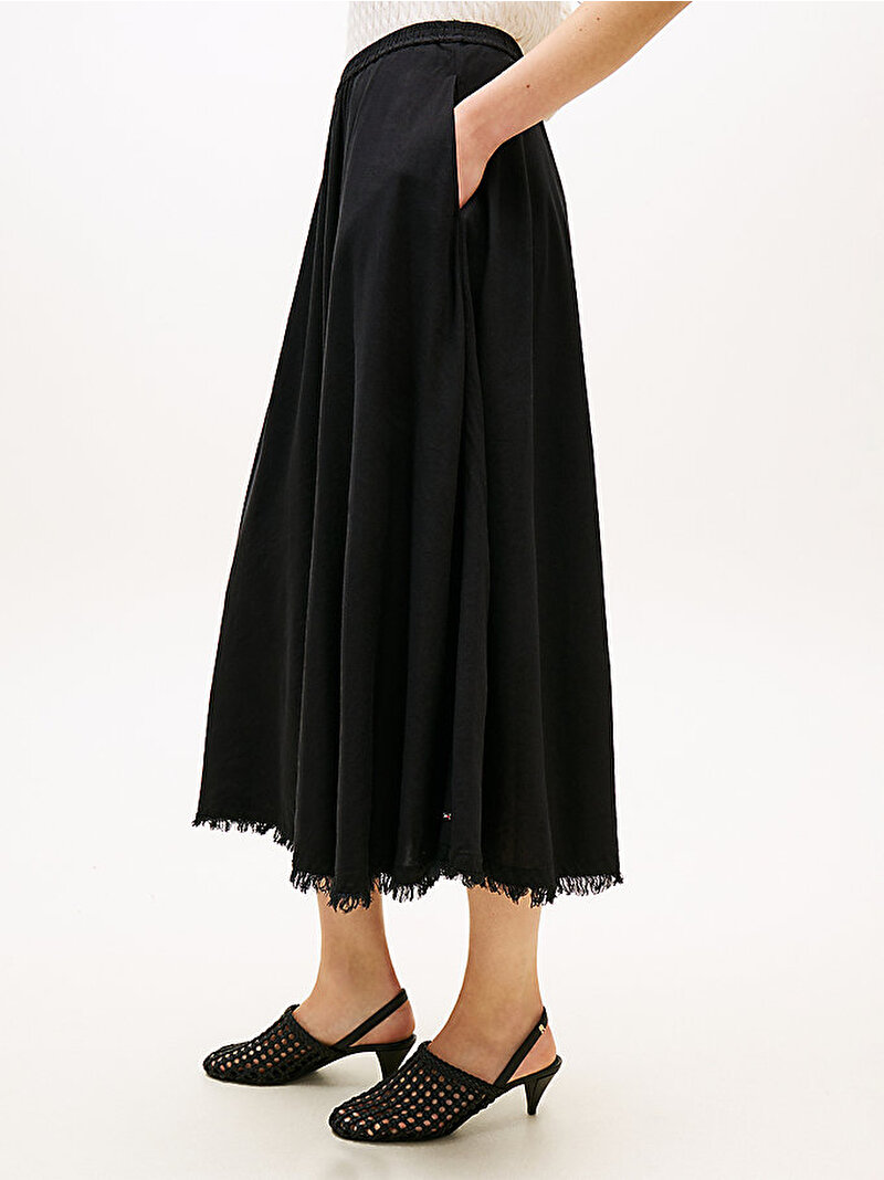 Kadın Vis/Linen Volume Etek Siyah WW0WW48966BDS