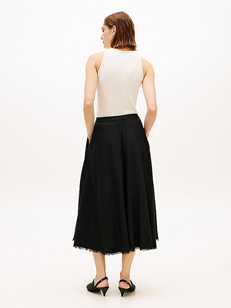 Kadın Vis/Linen Volume Etek Siyah WW0WW48966BDS