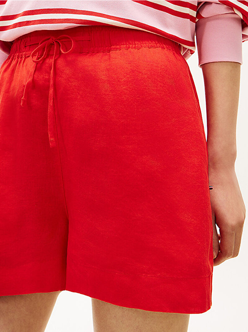 Kadın Essential Linen Pull On Şort Kırmızı WW0WW49637SNE