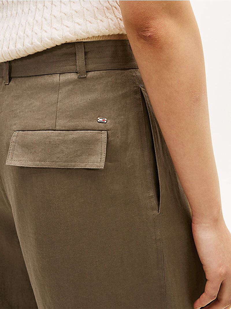 Kadın Linen Utility Barrel Pantolon Yeşil WW0WW49658RBU
