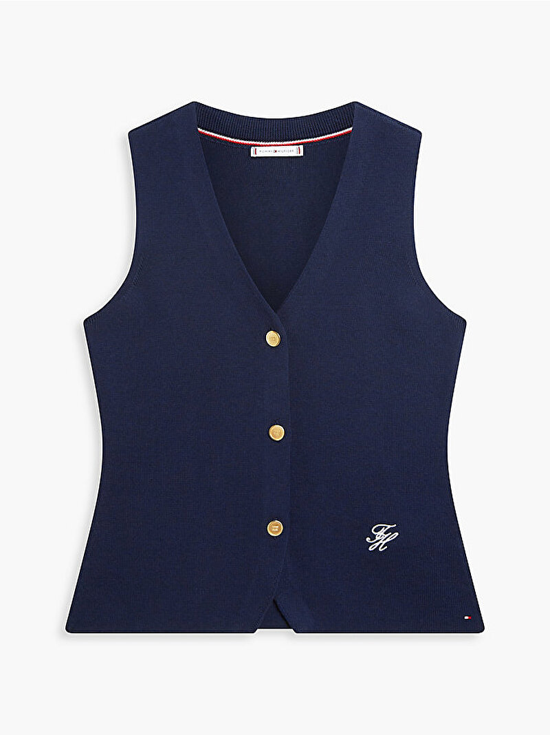 Kadın Co Full Needle Slim Yelek Kazak Lacivert WW0WW49707C1G