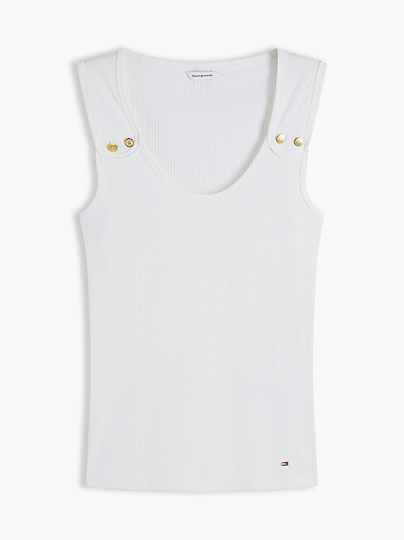 Kadın Gold Button T-shirt Ekru WW0WW52112YBL