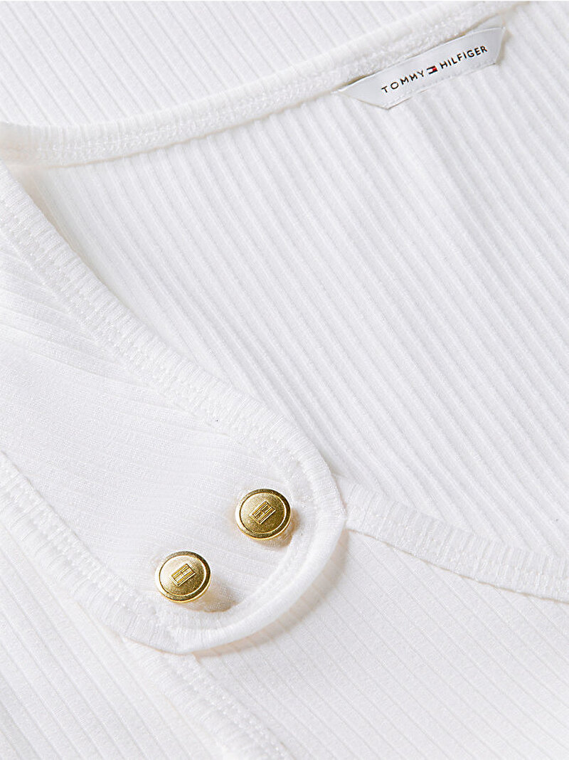 Kadın Gold Button T-shirt Ekru WW0WW52112YBL