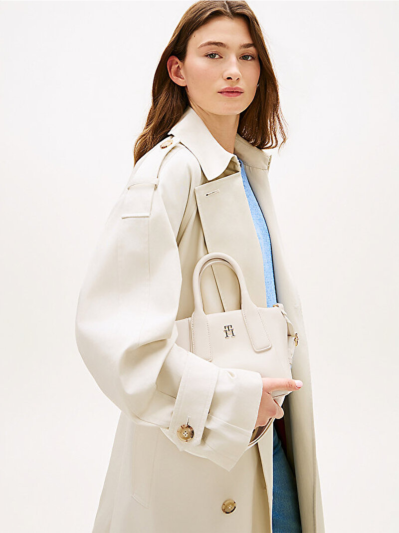 Kadın TH Essential Mini Tote Çanta Bej AW0AW18371AEO