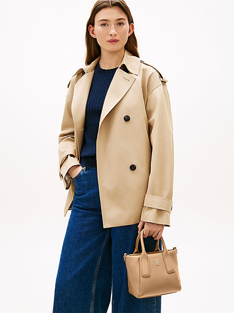 Kadın TH Essential Mini Tote Çanta Bej AW0AW18371RBC