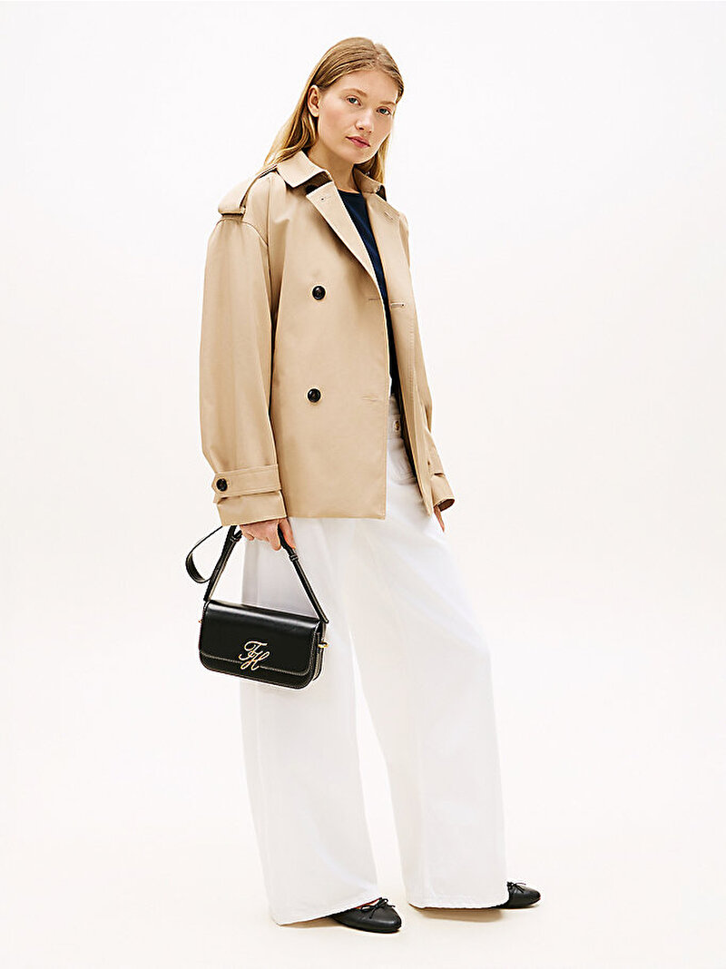 Kadın Leather Flap Çapraz Çanta Siyah AW0AW18399BDS