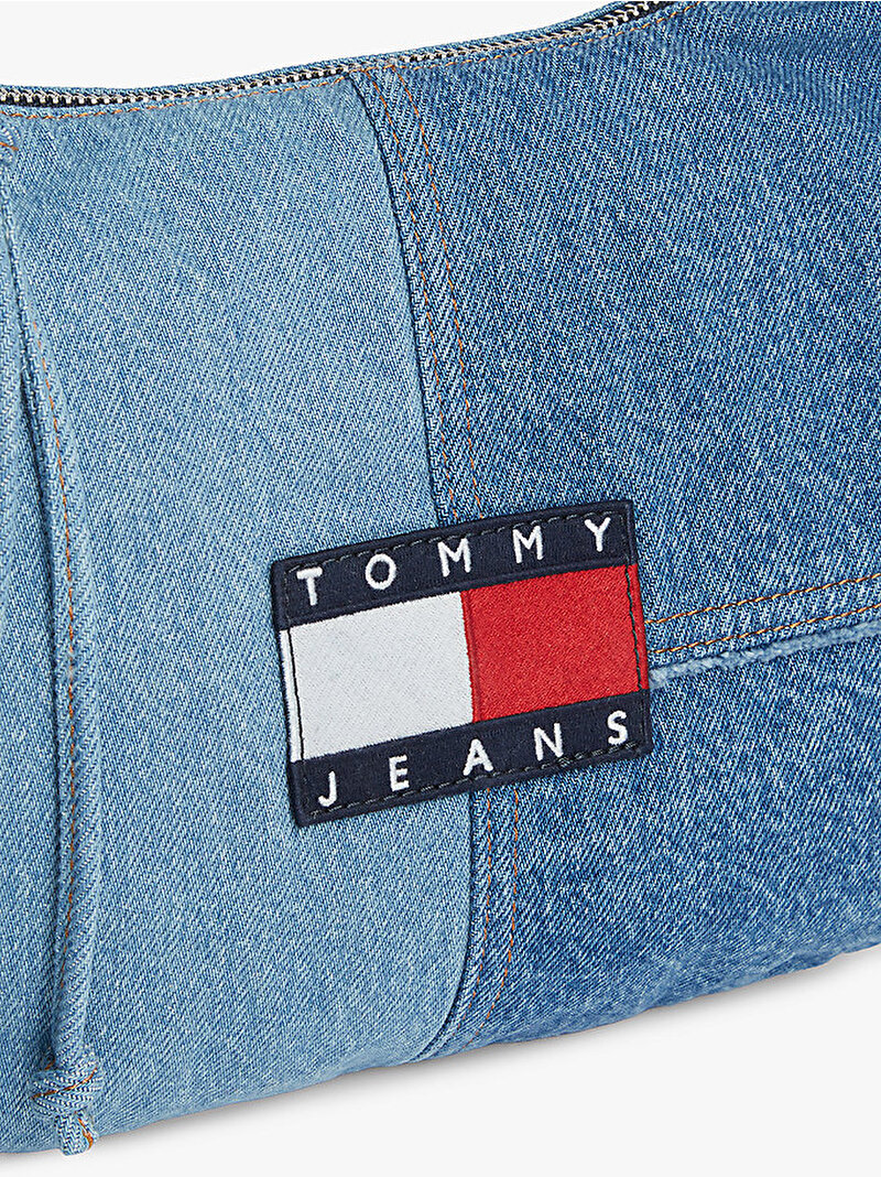 Kadın TJW Denim Patchwork Omuz Çantası Mavi AW0AW184711CN