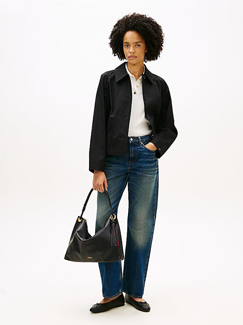 Kadın TH Statement Leather Omuz Çantası Siyah AW0AW18621BDS