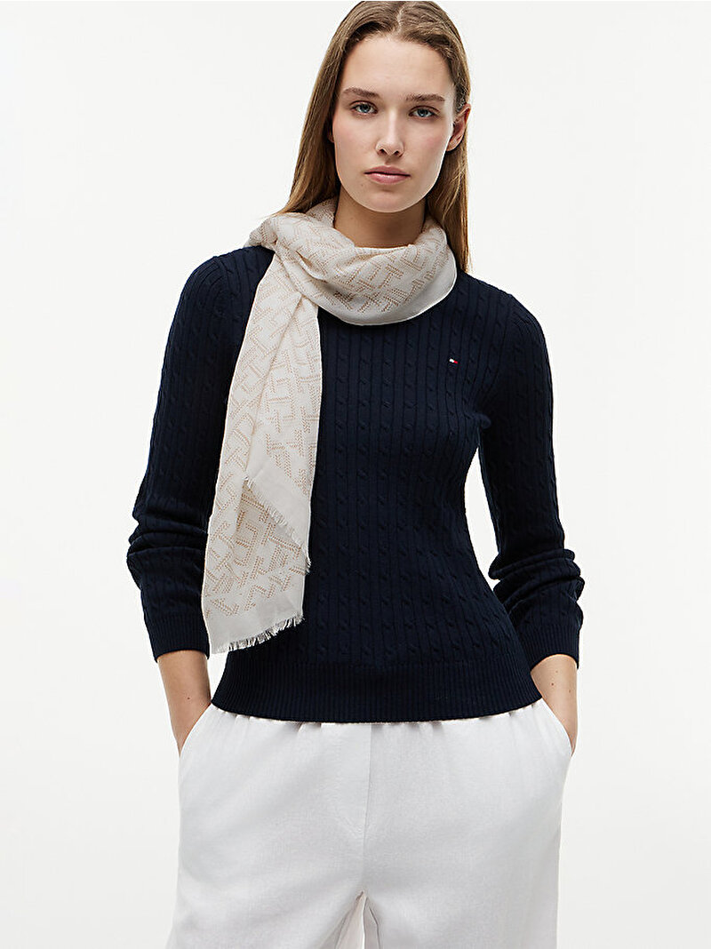 Kadın TH Monogram Atkı Bej AW0AW18687AEO