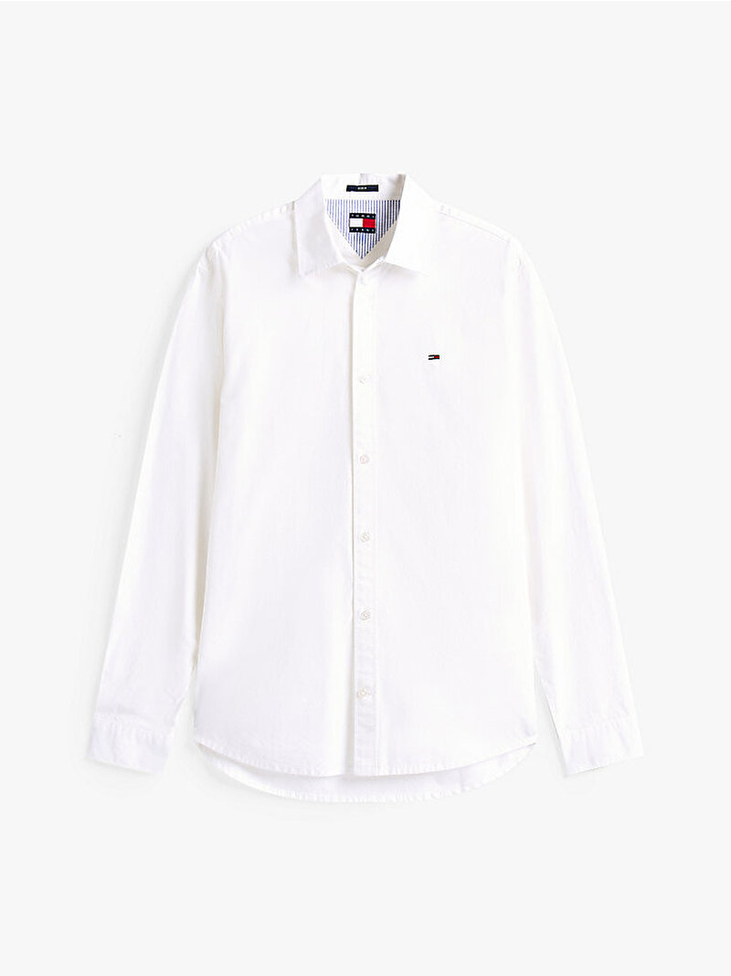 Erkek TJM Regular Poplin Gömlek Ekru DM0DM22026YBL