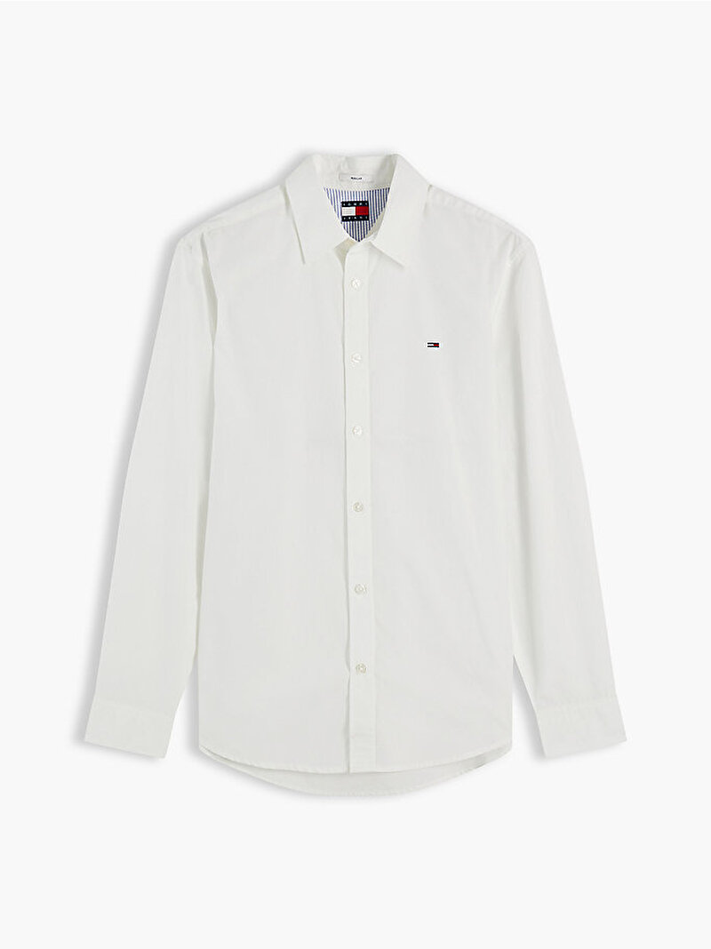 Erkek TJM Regular Poplin Gömlek Ekru DM0DM22026YBL