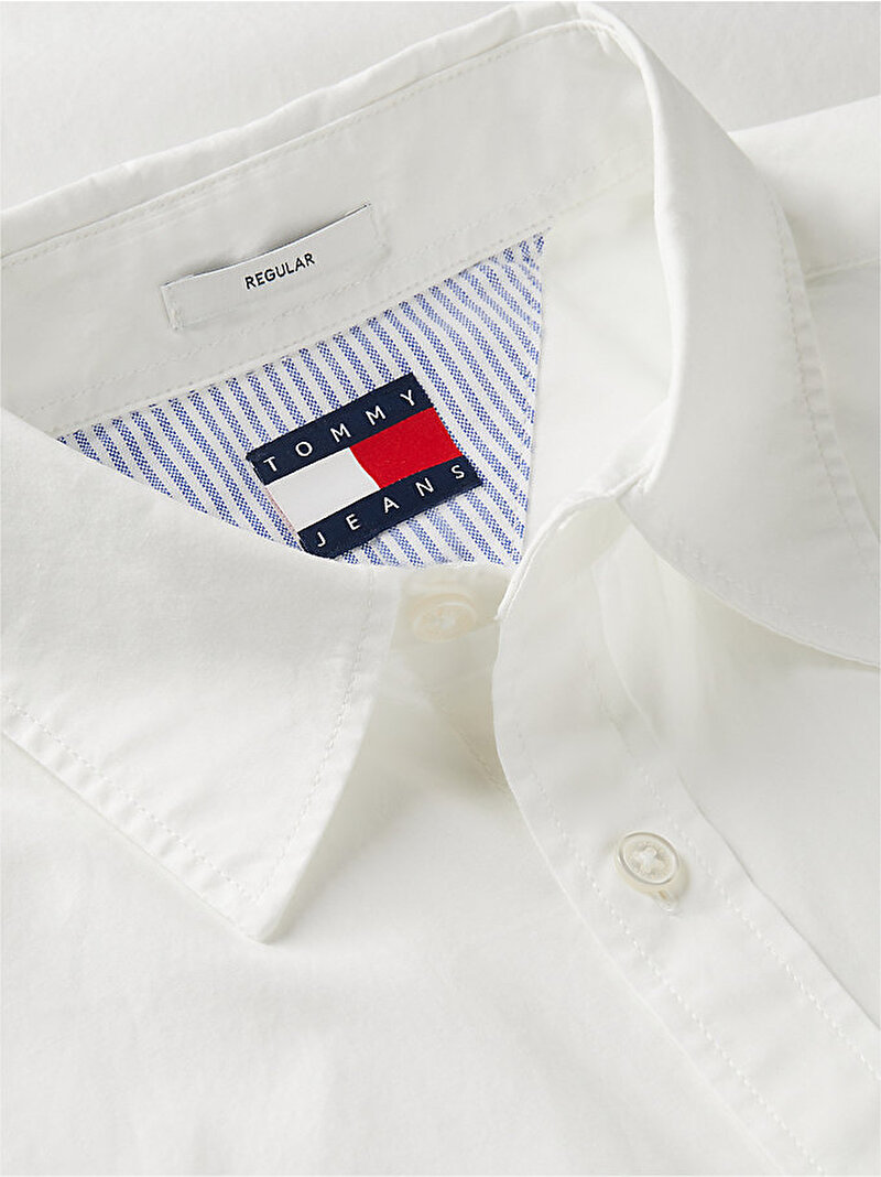 Erkek TJM Regular Poplin Gömlek Ekru DM0DM22026YBL