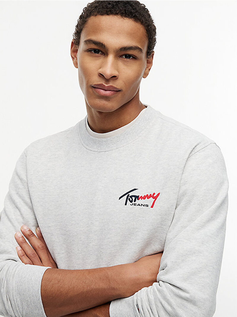 Erkek Tjm Regular Entry Sign Sweatshirt Gri DM0DM23116P08