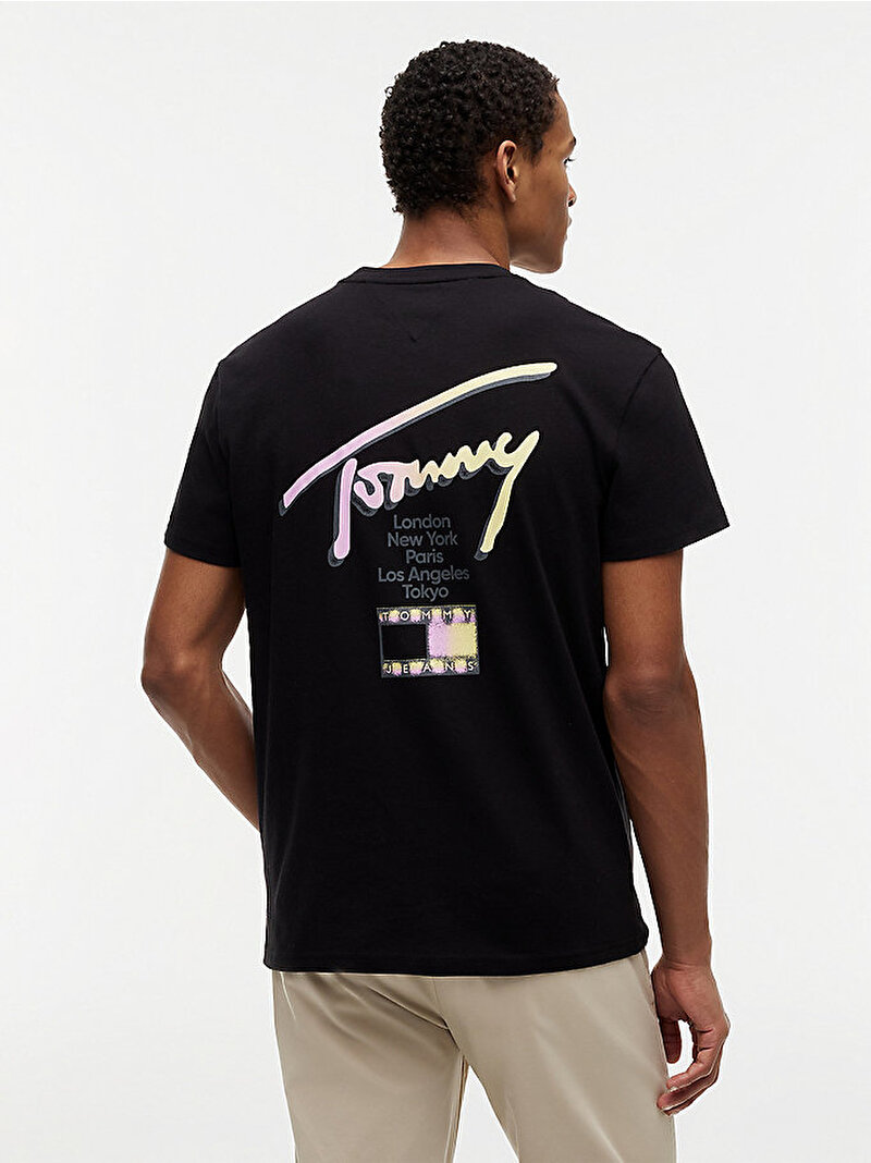 Erkek TJM Regular City Sign T-shirt Siyah DM0DM23253BDS
