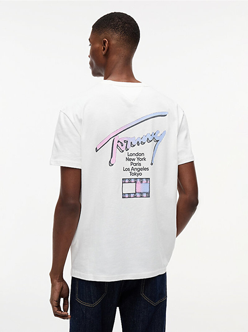 Erkek TJM Regular City Sign T-shirt Ekru DM0DM23253YBL