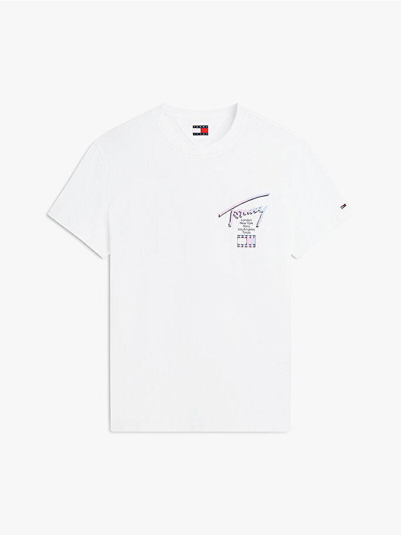 Erkek TJM Regular City Sign T-shirt Ekru DM0DM23253YBL