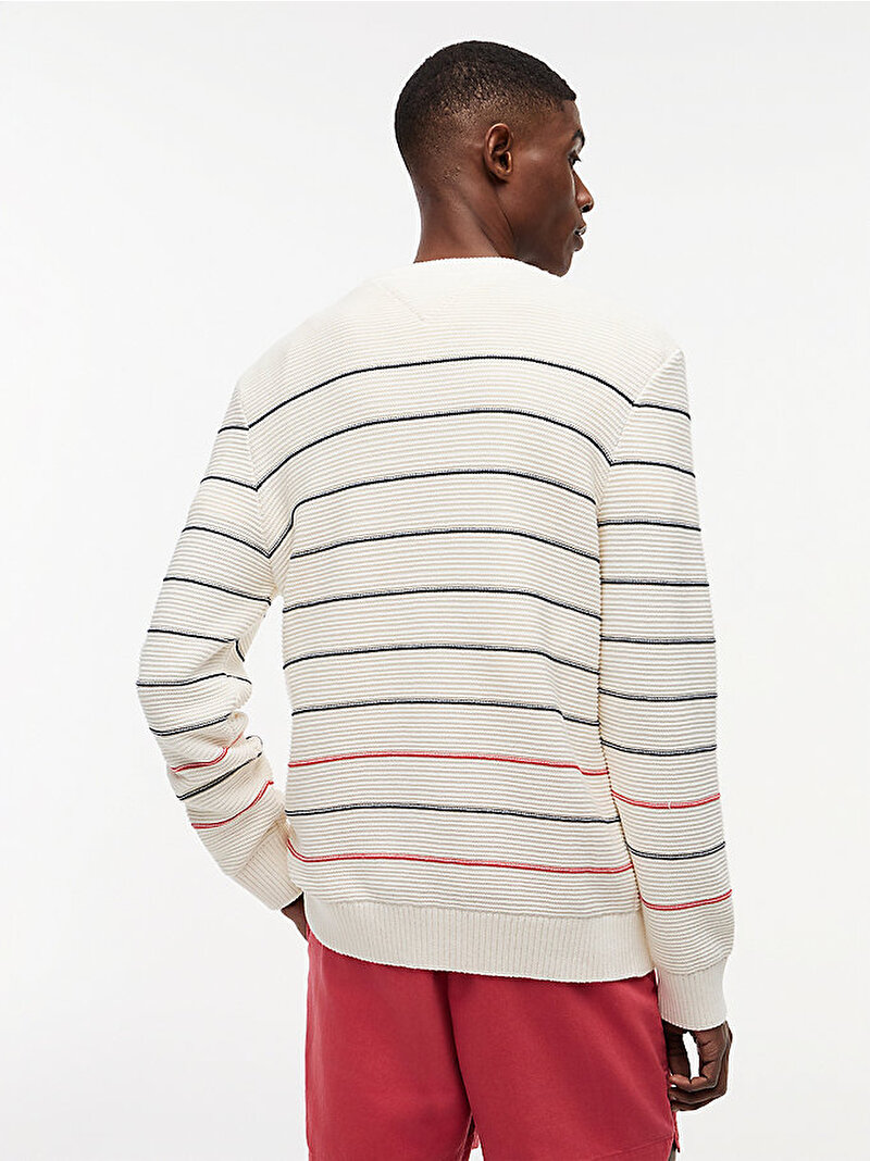 Erkek TJM Slim Stripe Kazak Beyaz DM0DM23384YBH