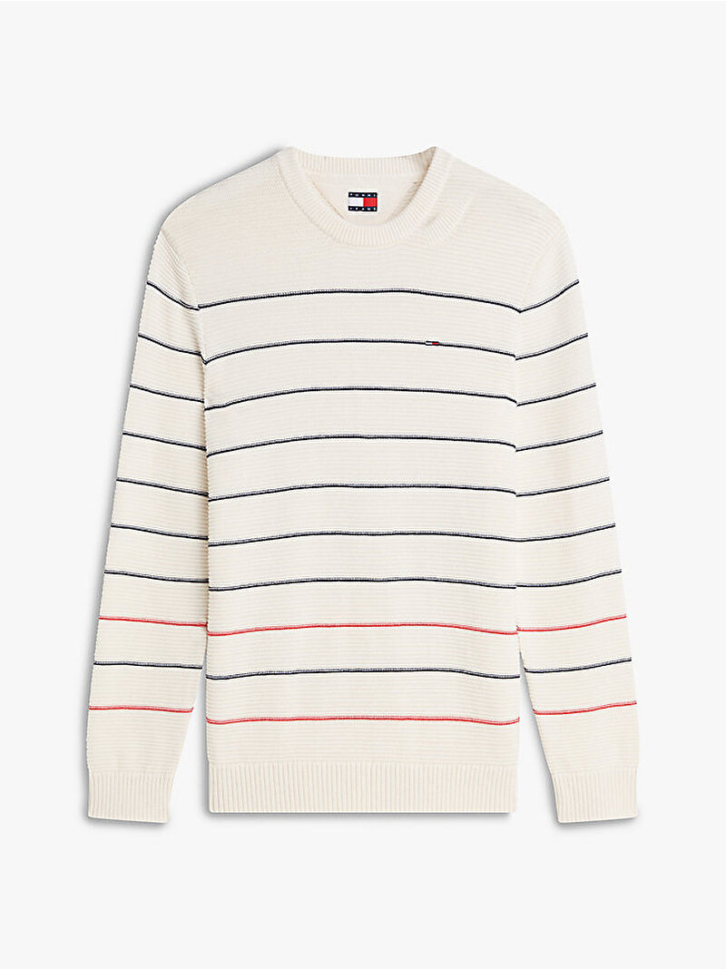 Erkek TJM Slim Stripe Kazak Beyaz DM0DM23384YBH