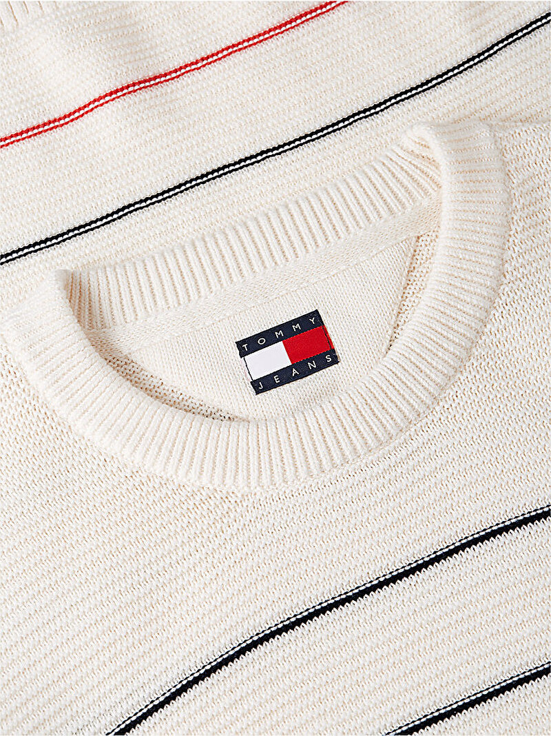 Erkek TJM Slim Stripe Kazak Beyaz DM0DM23384YBH