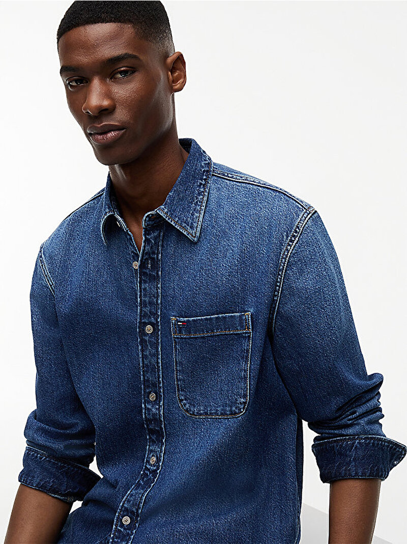 Erkek Regular Denim Gömlek Mavi DM0DM233901A5