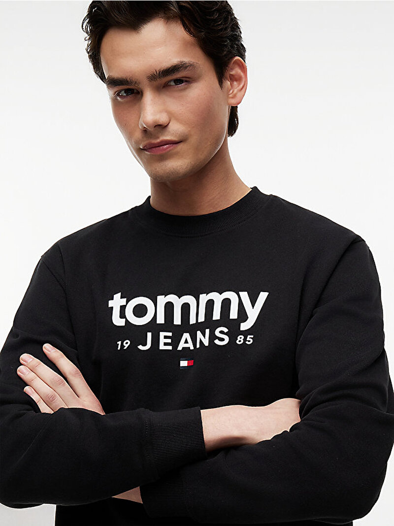 Erkek TJM Graphic Crewneck Sweatshirt Siyah DM0DM23392BDS