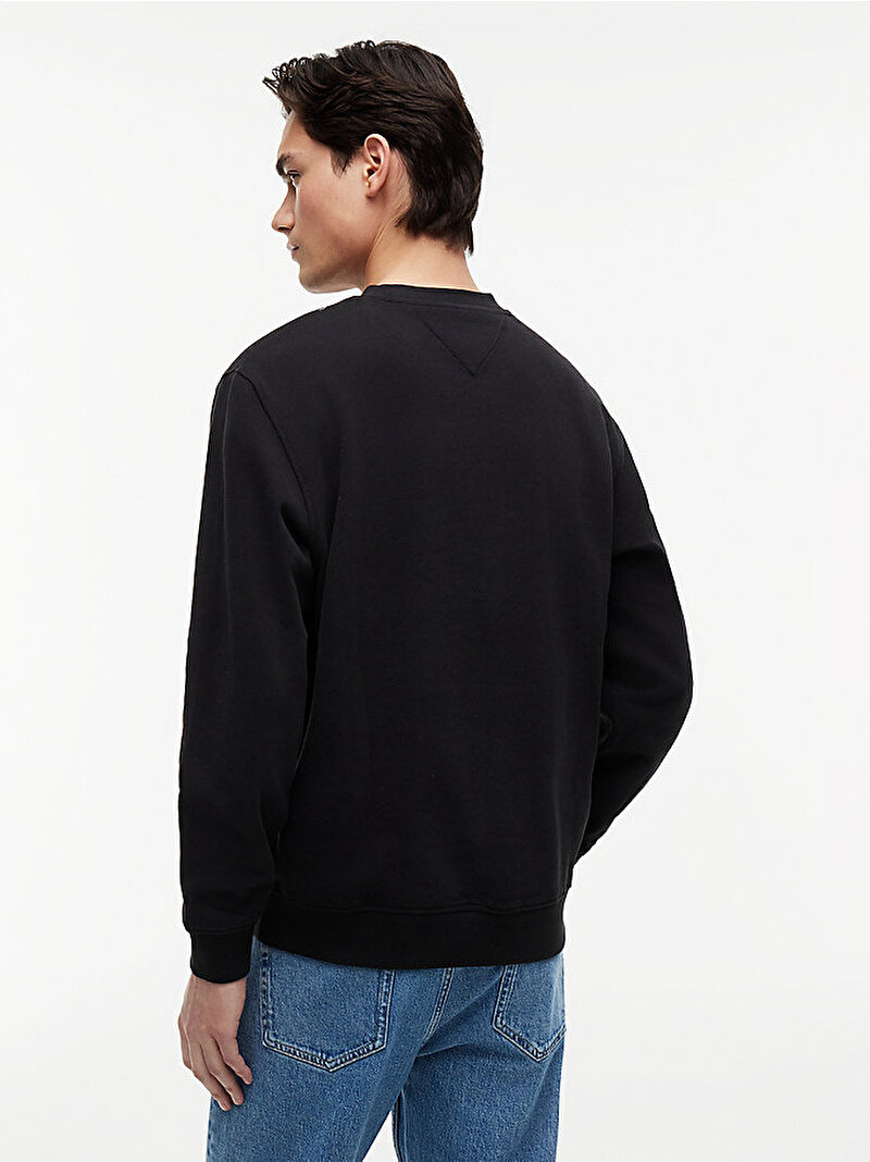 Erkek TJM Graphic Crewneck Sweatshirt Siyah DM0DM23392BDS