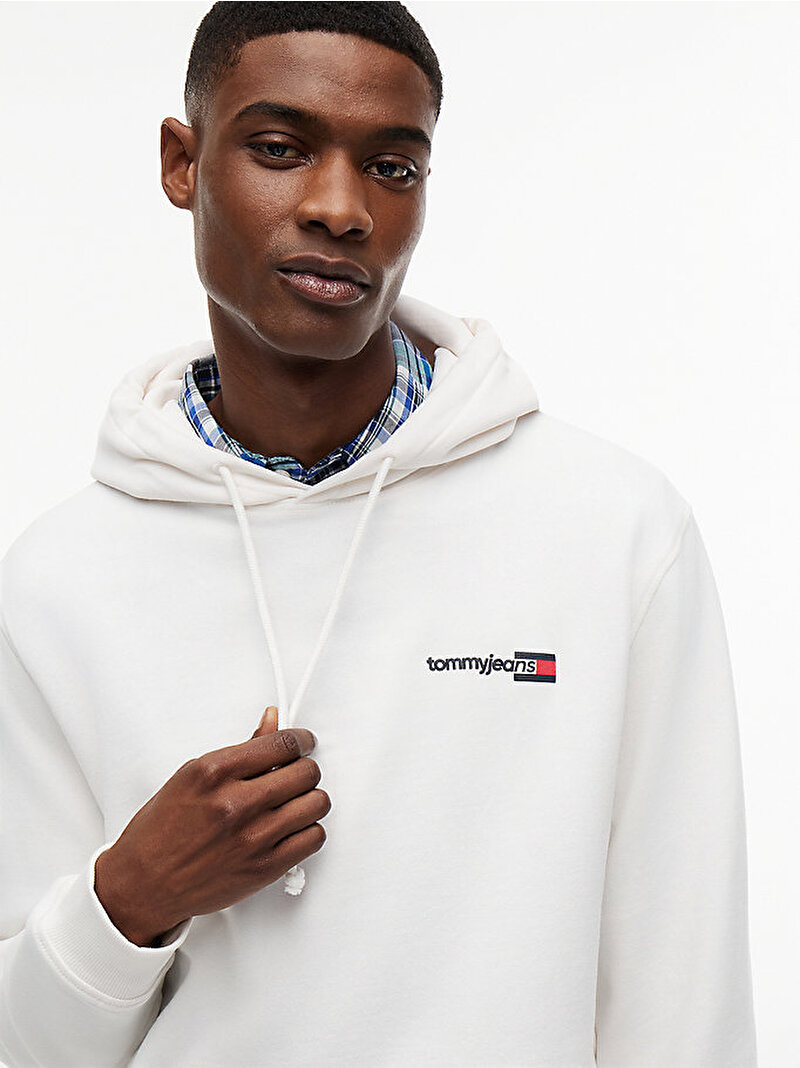 Erkek TJM Regular Entry Hoodie Beyaz DM0DM23393YBH