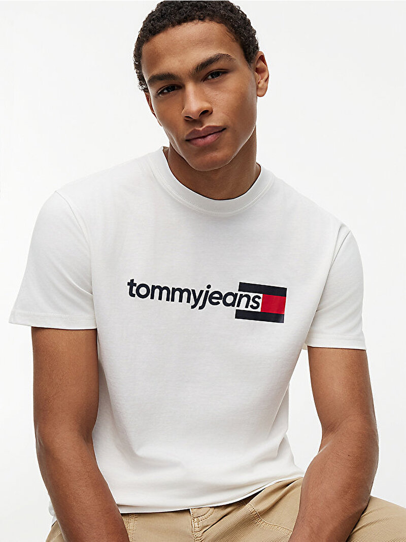 Erkek TJM Regular Entry T-shirt Ekru DM0DM23406YBL