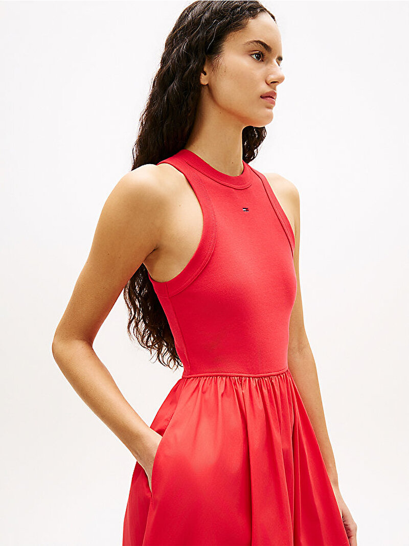 Kadın TJW Rib Poplin Tank Elbise Kırmızı DW0DW22593XK3