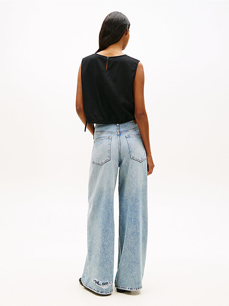 Kadın TJW Tie Side Keten Gömlek Siyah DW0DW22779BDS