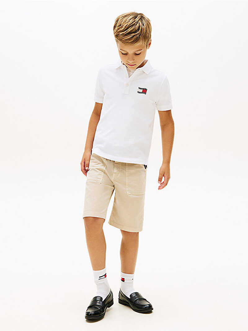 Erkek Çocuk Wavy Flag Polo T-shirt Beyaz KB0KB10227YBR