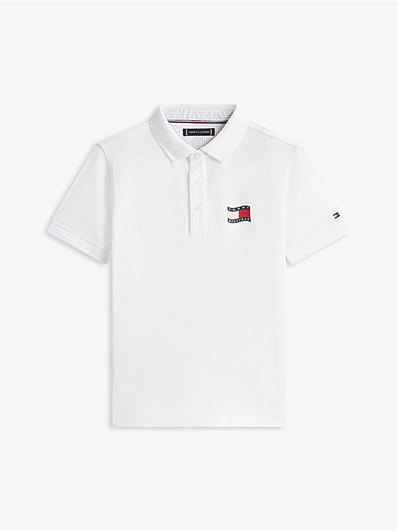 Erkek Çocuk Wavy Flag Polo T-shirt Beyaz KB0KB10227YBR