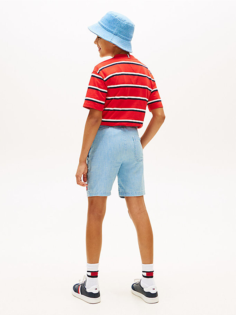 Erkek Çocuk Wavy Flag Herringbone Şort Mavi KB0KB102481A4