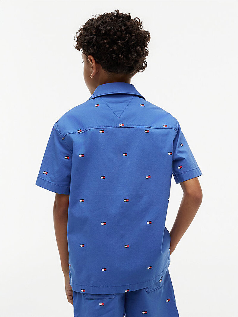 Erkek Çocuk Stretch Poplin Flag Gömlek Mavi KB0KB10578C6H