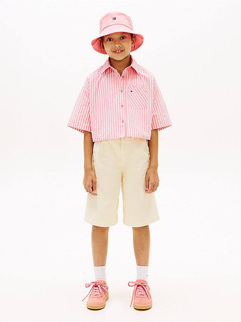 Kız Çocuk Striped Poplin Gömlek Çok renkli KG0KG09107TIE