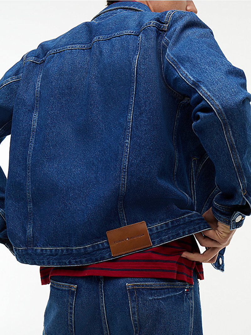 Erkek Regular Trucker Denim Ceket Mavi MW0MW426291BN
