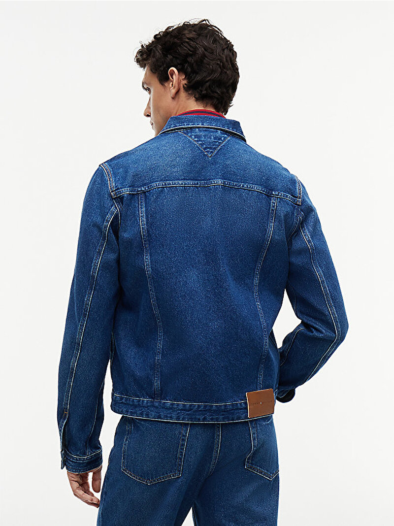 Erkek Regular Trucker Denim Ceket Mavi MW0MW426291BN