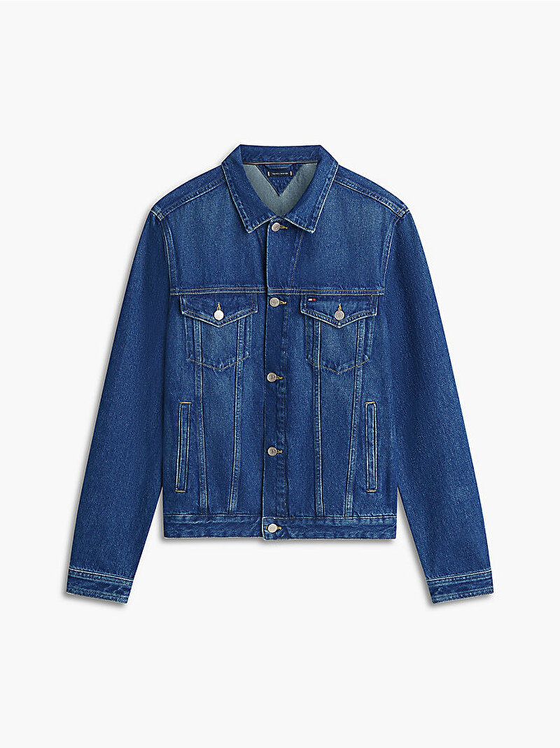 Erkek Regular Trucker Denim Ceket Mavi MW0MW426291BN