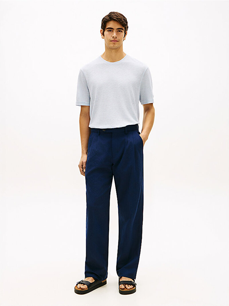 Erkek Linen T-shirt Mavi MW0MW42675C1O
