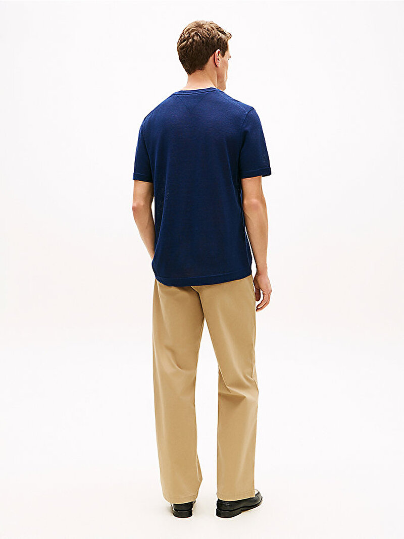 Erkek Linen T-shirt Lacivert MW0MW42675DCA